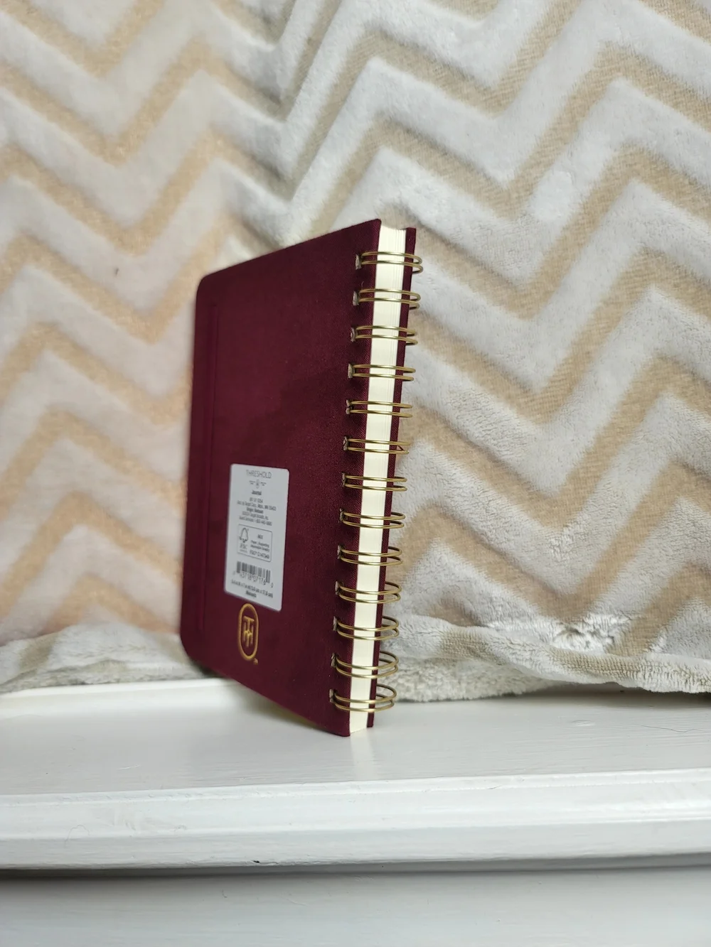 Threshold Burgundy Spiral Notebook with Gold Floral Accent